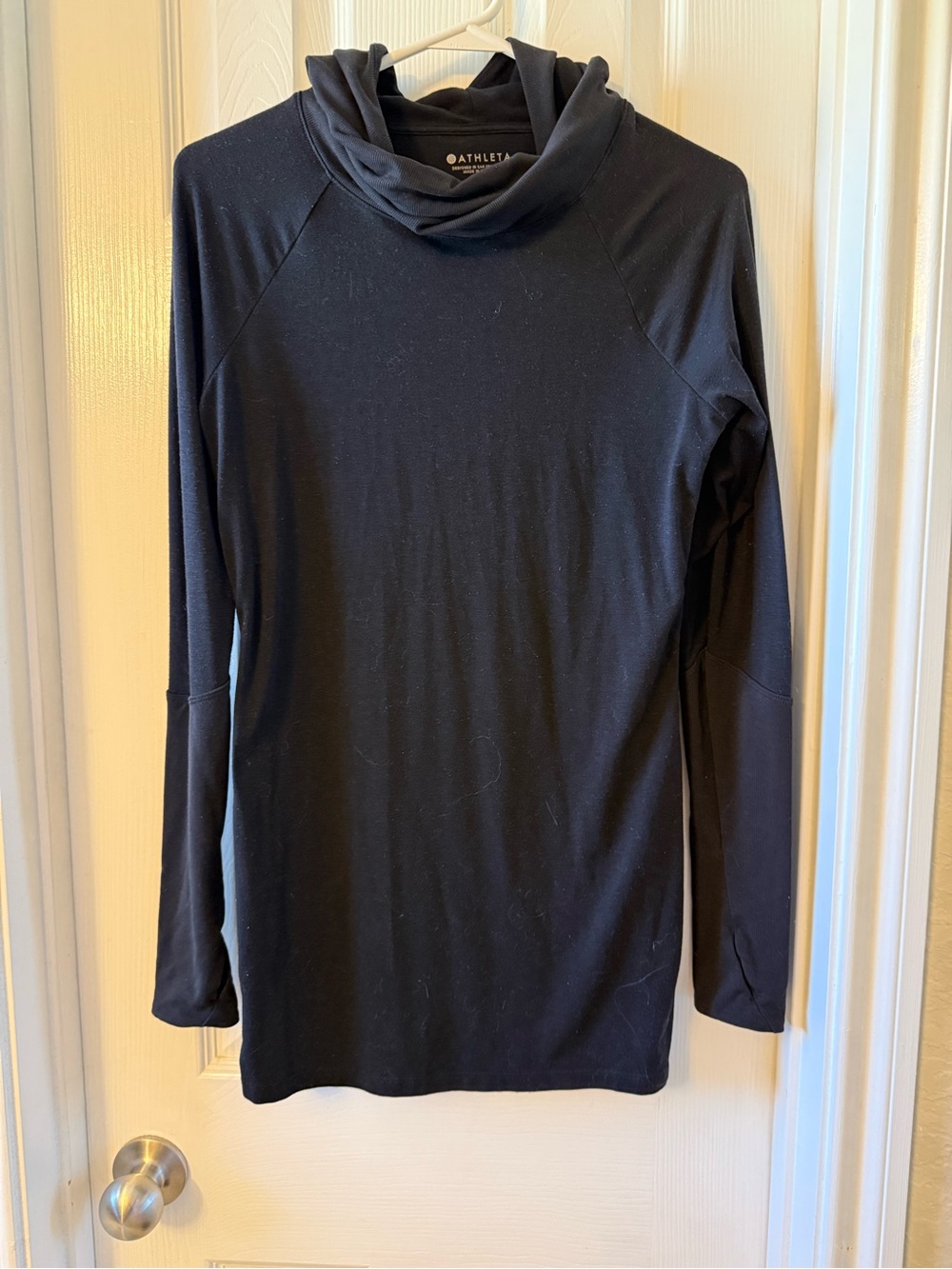 Athleta Black Cowl-Neck Long Sleeve Pullover